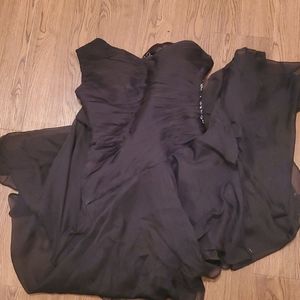 Black Rhinestone Strapless Hi-Low Formal Dress Size S